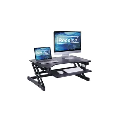 Rocelco Standing Desks<32"W Manual Adjustable Standing Desk Converter, Black (R ADRB)