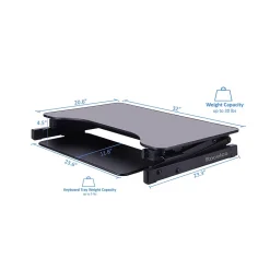 Rocelco Standing Desks<32"W Manual Adjustable Standing Desk Converter, Black (R ADRB)