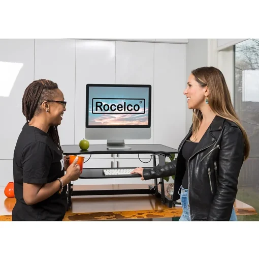 Rocelco Standing Desks<32"W Manual Adjustable Standing Desk Converter, Black (R ADRB)