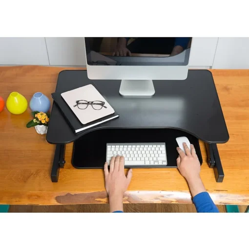 Rocelco Standing Desks<32"W Manual Adjustable Standing Desk Converter, Black (R ADRB)