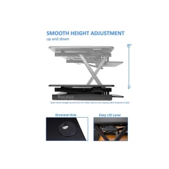 Rocelco Standing Desks<46"W Manual Adjustable Standing Desk Converter, Black (R DADRB-46)