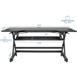 Rocelco Standing Desks<46"W Manual Adjustable Standing Desk Converter, Black (R DADRB-46)