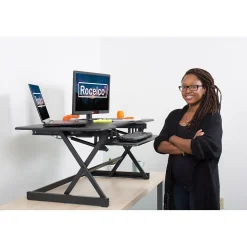 Rocelco Standing Desks<46"W Manual Adjustable Standing Desk Converter, Black (R DADRB-46)