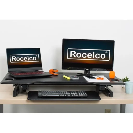 Rocelco Standing Desks<46"W Manual Adjustable Standing Desk Converter, Black (R DADRB-46)
