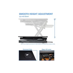 Rocelco Standing Desks<40"W Manual Adjustable Standing Desk Converter, Black (R DADRB-40)