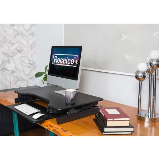 Rocelco Standing Desks<40"W Manual Adjustable Standing Desk Converter, Black (R DADRB-40)