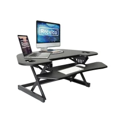 Rocelco Standing Desks<46"W Manual Adjustable Corner Standing Desk Converter, Black (R CADRB-46)