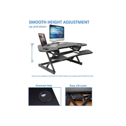 Rocelco Standing Desks<46"W Manual Adjustable Corner Standing Desk Converter, Black (R CADRB-46)