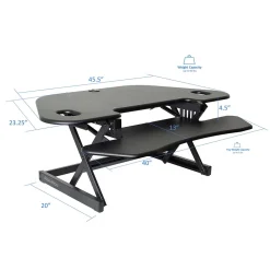 Rocelco Standing Desks<46"W Manual Adjustable Corner Standing Desk Converter, Black (R CADRB-46)