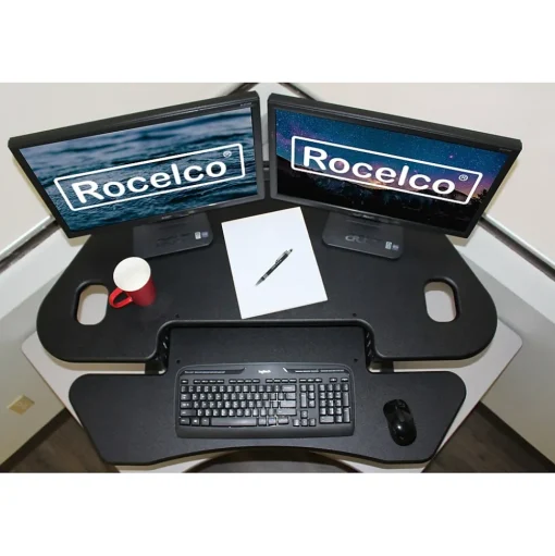 Rocelco Standing Desks<46"W Manual Adjustable Corner Standing Desk Converter, Black (R CADRB-46)