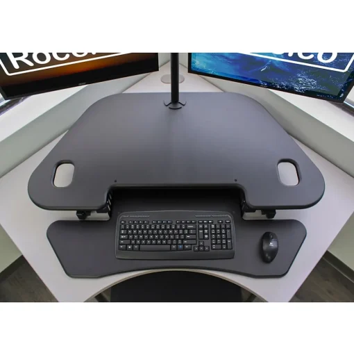 Rocelco Standing Desks<46"W Manual Adjustable Corner Standing Desk Converter, Black (R CADRB-46)