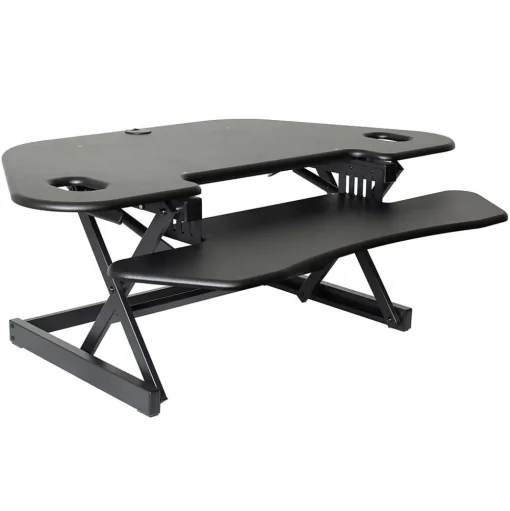 Rocelco Standing Desks<46"W Manual Adjustable Corner Standing Desk Converter, Black (R CADRB-46)