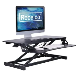 Rocelco Standing Desks<32"W Manual Adjustable Standing Desk Converter, Black (R VADRB)