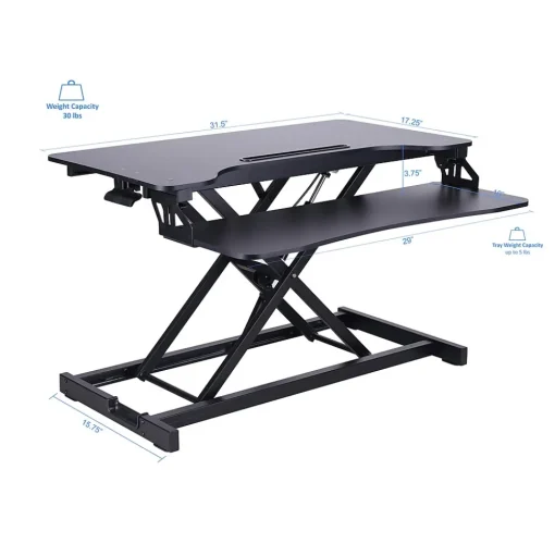 Rocelco Standing Desks<32"W Manual Adjustable Standing Desk Converter, Black (R VADRB)