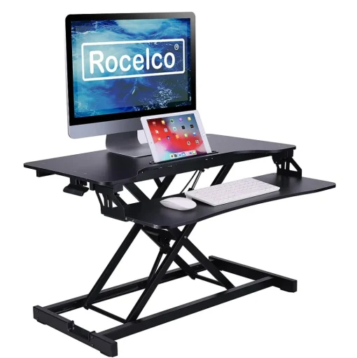 Rocelco Standing Desks<32"W Manual Adjustable Standing Desk Converter, Black (R VADRB)