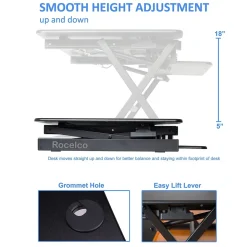 Rocelco Standing Desks<32"W Manual Adjustable Standing Desk Converter, Black (R EADRB2)