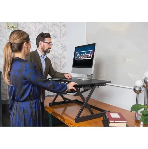 Rocelco Standing Desks<32"W Manual Adjustable Standing Desk Converter, Black (R EADRB2)