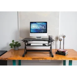 Rocelco Standing Desks<32"W Manual Adjustable Standing Desk Converter, Black (R EADRB2)