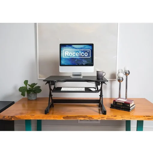 Rocelco Standing Desks<32"W Manual Adjustable Standing Desk Converter, Black (R EADRB2)