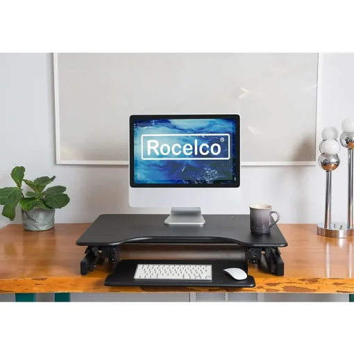 Rocelco Standing Desks<32"W Manual Adjustable Standing Desk Converter, Black (R EADRB2)