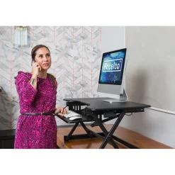 Rocelco Standing Desks<32"W Manual Adjustable Standing Desk Converter, Black (R EADRB2)