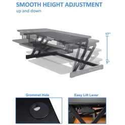 Rocelco Standing Desks<38"W Manual Adjustable Standing Desk Converter, Black (R DADRB)