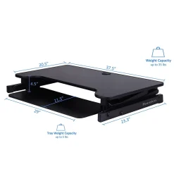 Rocelco Standing Desks<38"W Manual Adjustable Standing Desk Converter, Black (R DADRB)