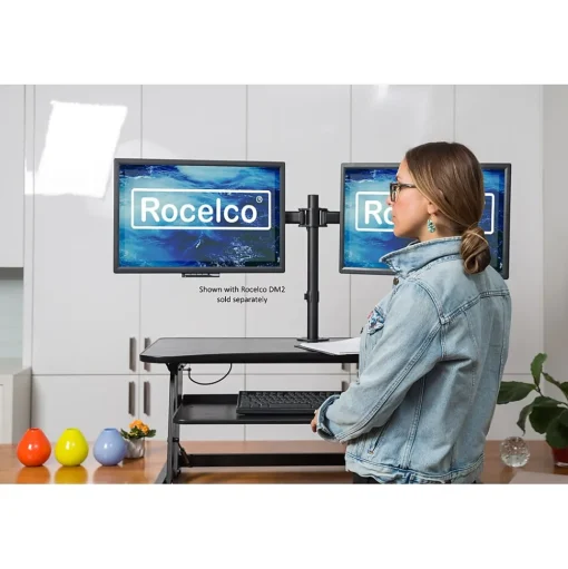 Rocelco Standing Desks<38"W Manual Adjustable Standing Desk Converter, Black (R DADRB)