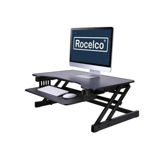 Rocelco Standing Desks<38"W Manual Adjustable Standing Desk Converter, Black (R DADRB)