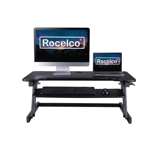 Rocelco Standing Desks<38"W Manual Adjustable Standing Desk Converter, Black (R DADRB)