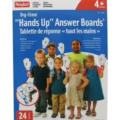 Roylco Dry Erase<"Hands Up" Answer Boards Dry-Erase Whiteboard, 5" x 12", 24/Pack (R-5905)