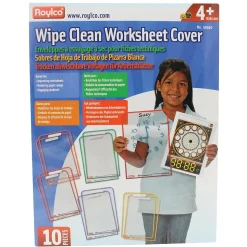 Roylco Dry Erase<Wipe Clean Worksheet Cover Dry-Erase Whiteboard, Plastic Frame, 9" x 12" (R-59040)