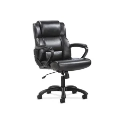 Sadie Office Chairs<Mid-Back Executive Chair, Fixed Padded Arms, Black Leather (BSXVST305)