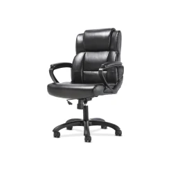 Sadie Office Chairs<Mid-Back Executive Chair, Fixed Padded Arms, Black Leather (BSXVST305)