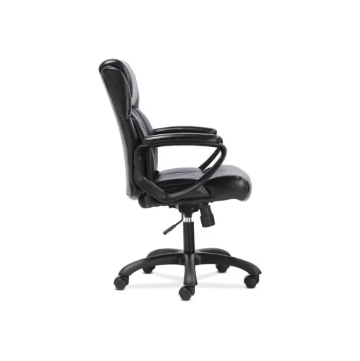 Sadie Office Chairs<Mid-Back Executive Chair, Fixed Padded Arms, Black Leather (BSXVST305)