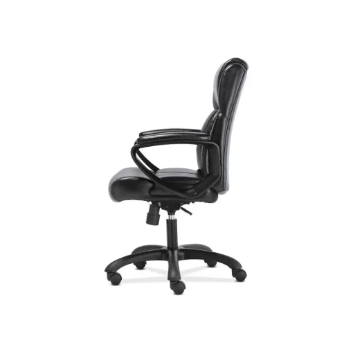 Sadie Office Chairs<Mid-Back Executive Chair, Fixed Padded Arms, Black Leather (BSXVST305)