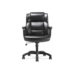 Sadie Office Chairs<Mid-Back Executive Chair, Fixed Padded Arms, Black Leather (BSXVST305)