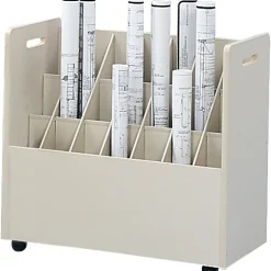 Safco File Cabinets<3043 21-Slot Mobile Roll File, 19.25"H x 30.25"W x 15.75"D, Putty (3043)