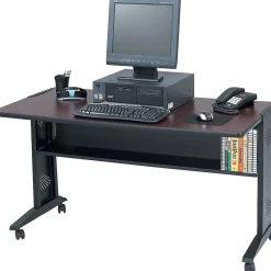 Safco Computer Desks<54" Workstation Desk, Mahogany/Medium Oak (1933)