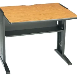 Safco Computer Desks<48" Workstation Desk, Medium Oak/Mahogany (1931)