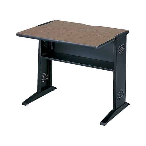 Safco Computer Desks<48" Workstation Desk, Medium Oak/Mahogany (1931)