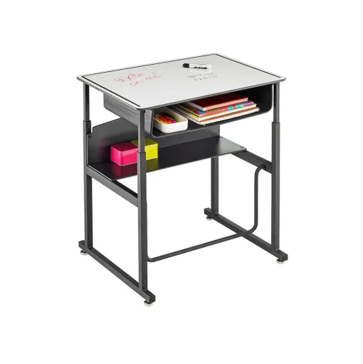 Safco Standing Desks<AlphaBetter 26" - 42" Plastic/Steel Adjustable Desk, White/Black (1204DE)