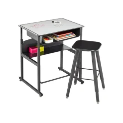 Safco Standing Desks<AlphaBetter 26" - 42" Plastic/Steel Adjustable Desk, White/Black (1204DE)