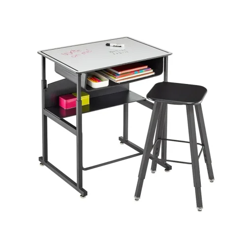 Safco Standing Desks<AlphaBetter 26" - 42" Plastic/Steel Adjustable Desk, White/Black (1204DE)