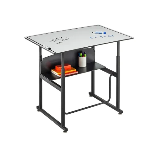 Safco Standing Desks<AlphaBetter 26" - 42" Plastic/Steel Adjustable Desk, White/Black (1208DE)
