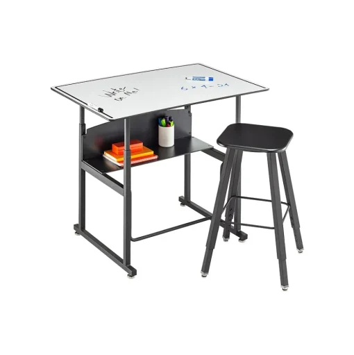 Safco Standing Desks<AlphaBetter 26" - 42" Plastic/Steel Adjustable Desk, White/Black (1208DE)