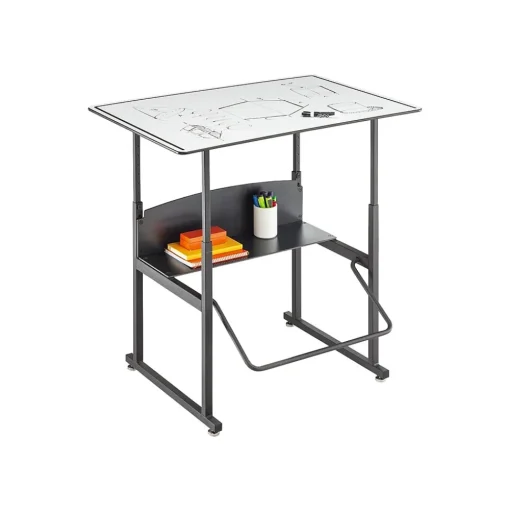 Safco Standing Desks<AlphaBetter 26" - 42" Plastic/Steel Adjustable Desk, White/Black (1208DE)