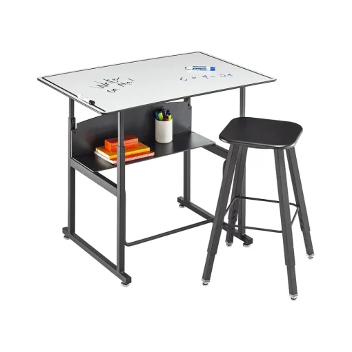 Safco Standing Desks<AlphaBetter 26" - 42" Plastic/Steel Adjustable Desk, White/Black (1208DE)