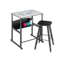 Safco Standing Desks<AlphaBetter 26" - 42" Plastic/Steel Adjustable Desk, White/Black (1203DE)