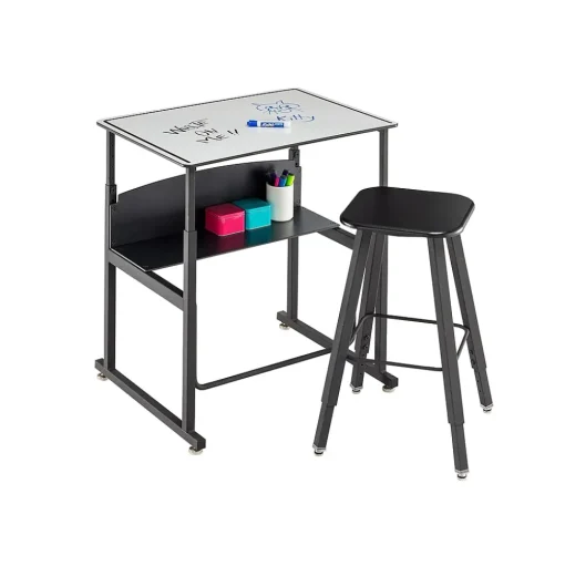 Safco Standing Desks<AlphaBetter 26" - 42" Plastic/Steel Adjustable Desk, White/Black (1203DE)